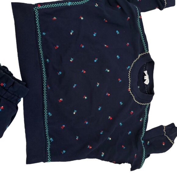 Something Navy Dollie Floral Embroidered Sweatshirt matching shorts Blue - Picture 12 of 12